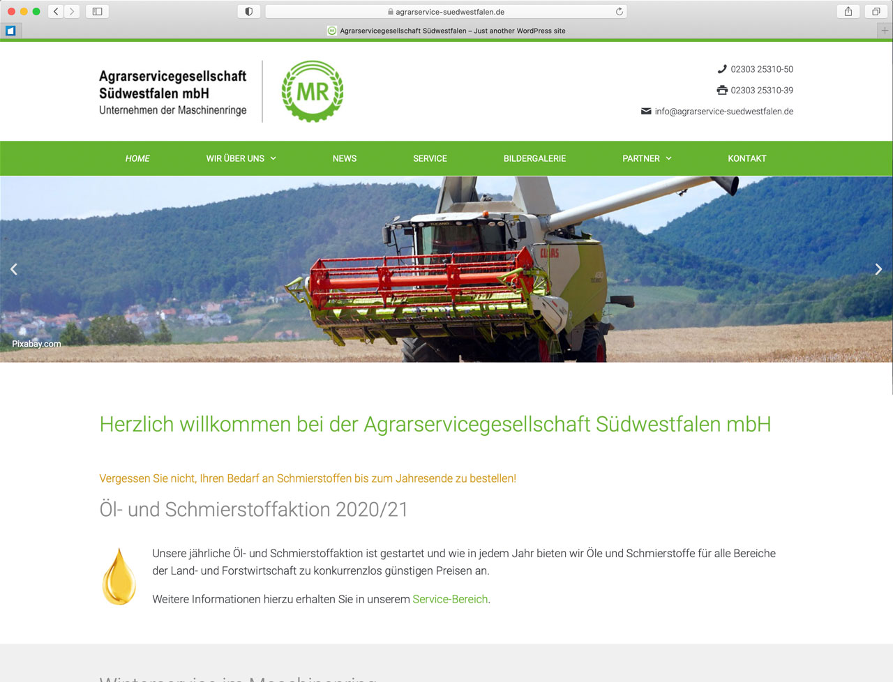 Agrarservicegesellschaft Südwestfalen Website