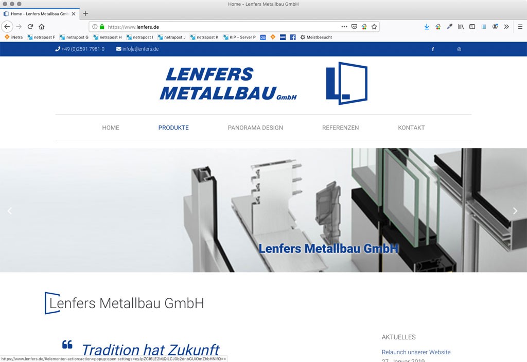 Website Lenfers Metallbau