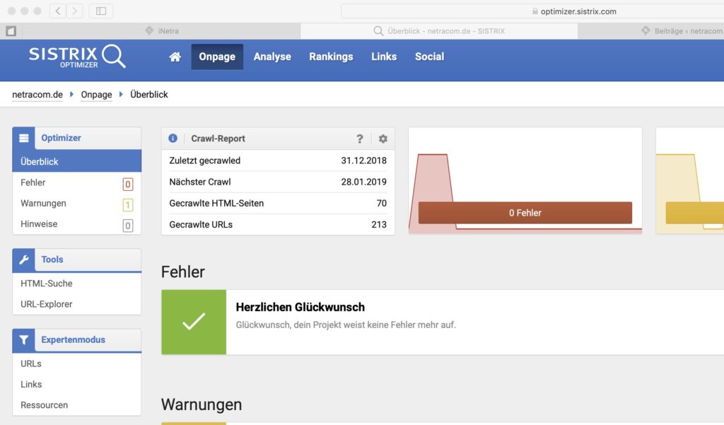 OnPage-Analyse bei Sistrix