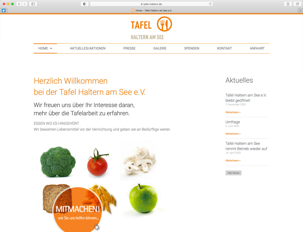 Tafel Haltern Website