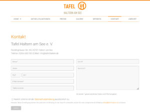 Kontaktformular der Website Tafel Haltern am See