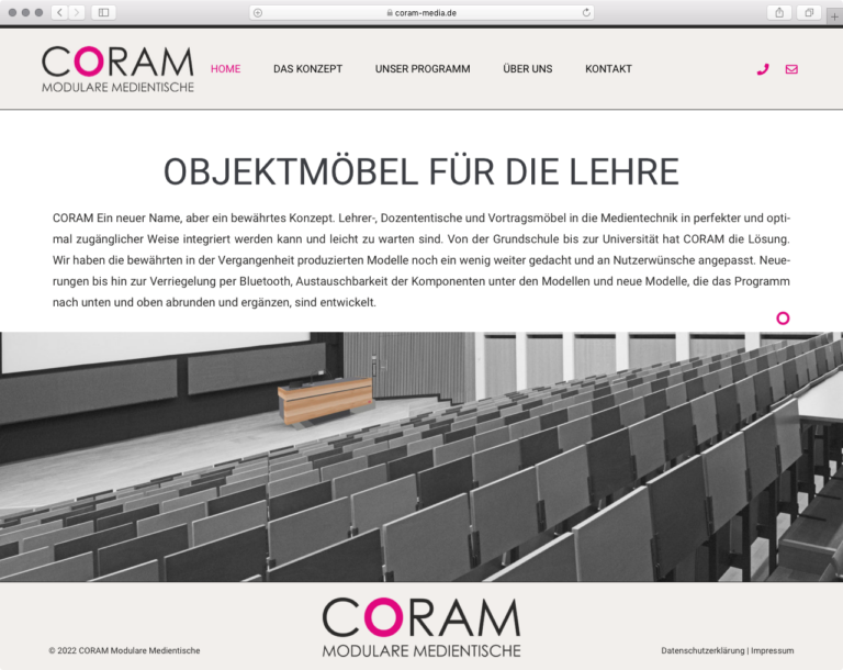 Website Coram Modulare Medientische