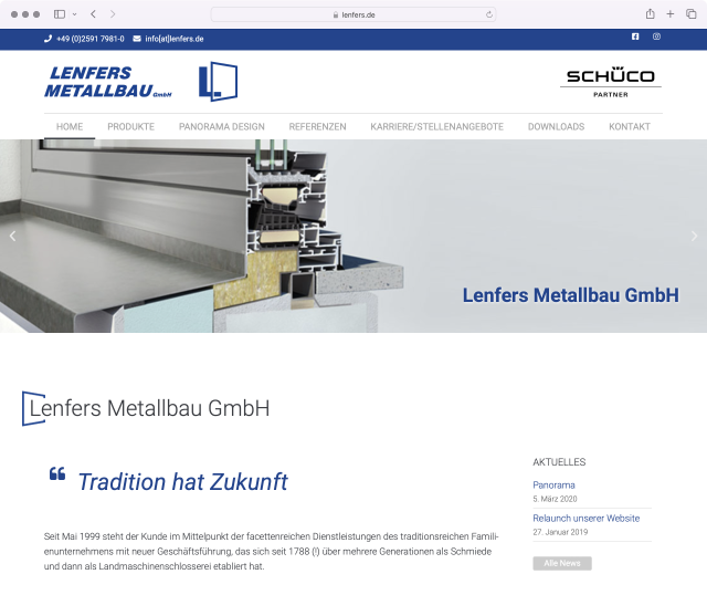 Website Lenfers Metallbau